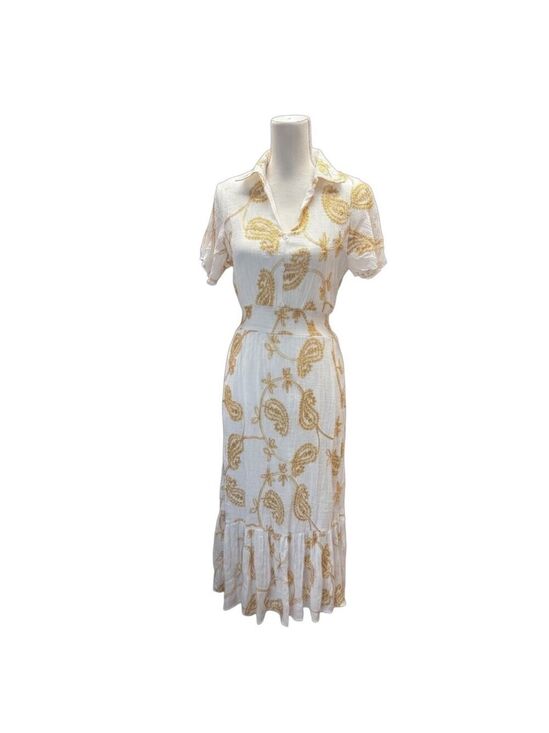 Anthroplogie Kindred Dresses & Skirts - Anthropologie  Kindred  Kindred Dress Womens PL White Paisley Boho Peasant Midi